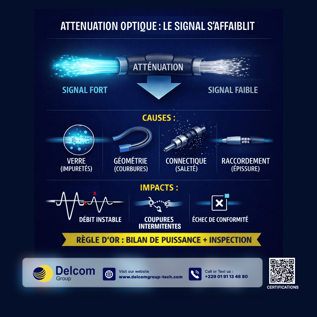 Atténuation optique en fibre : causes, impacts et bonnes pratiques